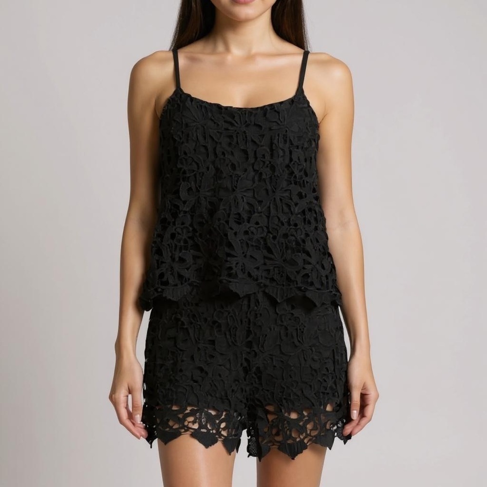 Romeo and Juliet Black Lace Spaghtti Strap Romper NWT